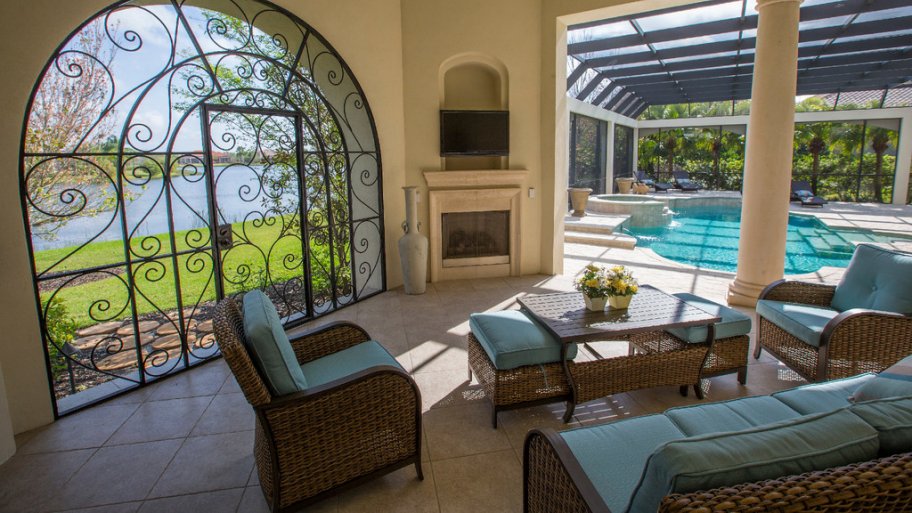 pool with patio